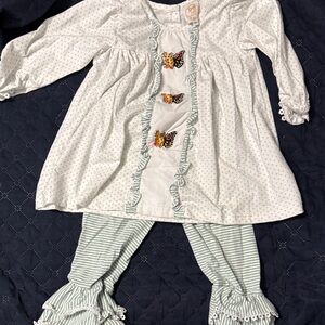 Little Bear Smocks Butterfly Girls Pants Set